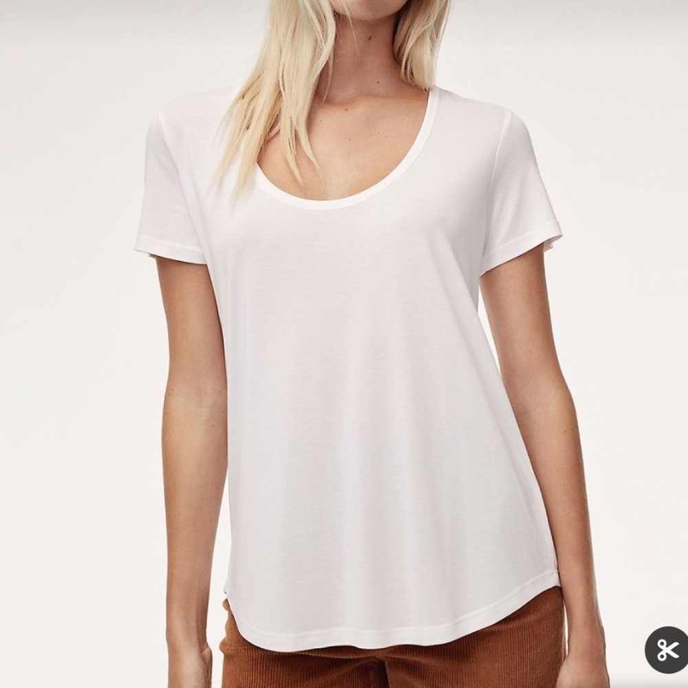 Aritzia Wilfred Valmere T-shirt Baseball Tee Baby Tee Lightweight White Sz XXS